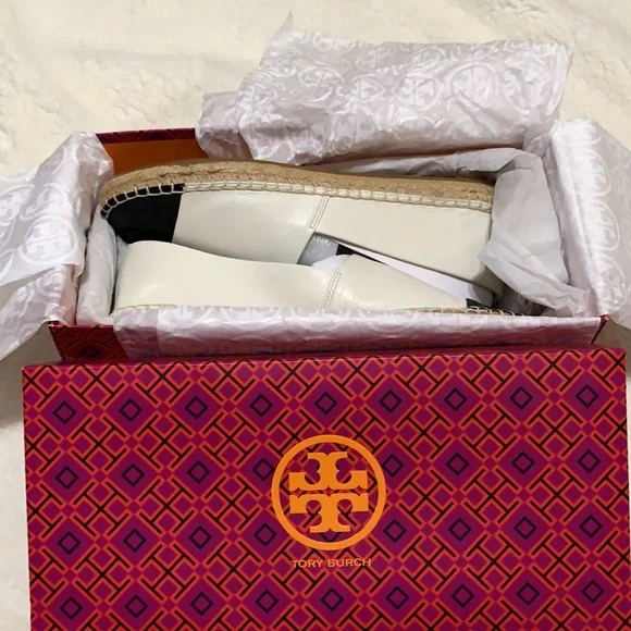 TORY BURCH COLOR-BLOCK LEATHER ESPADRILLE